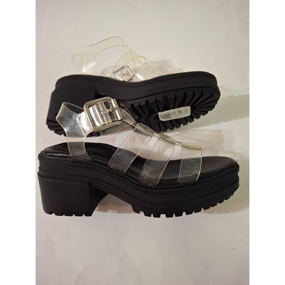 ASOS DESIGN Black Platform Buckle Sandals Chunky Women's Size 6 - Picture 5 of 9